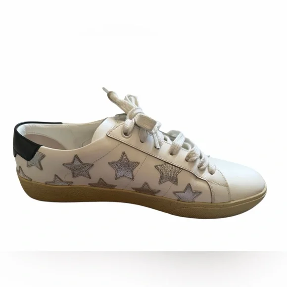 Saint Laurent Paris Court Classic Star Sneakers Leather Women’s Size 39.5 (8.5) - Picture 7 of 16